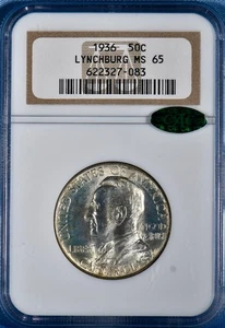 1936 Lynchburg Commemorative Half Dollar NGC MS 65 w/CAC - Eye Appealing Gem - Picture 1 of 12