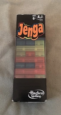 NIP Jenga Game with 45 Colorful Neon Plastic Blocks by Hasbro Gaming Ages 6+ - Image 1 of 4