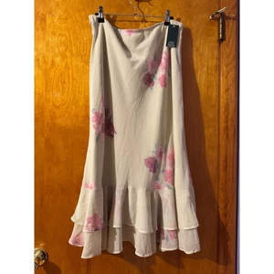 Falda midi Wild Fable para mujer floral con volantes en capas crema talla L - Imagen 1 de 6