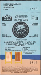 TICKET Konzertkarte MANFRED MANN`s EARTH BAND in Concert 1981 w. Chris Thompson - Bild 1 von 2