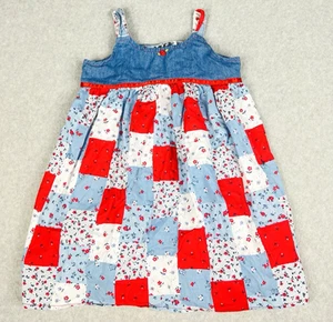 Youngland Dress Toddler Girls 5 Red White Blue Patchwork Denim 4th of July Party - Picture 1 of 12