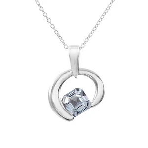 9X9 MM Aquamarin Asscher Cut Anhänger, 925 Sterling Silber, Geburtsstein März - Bild 1 von 8
