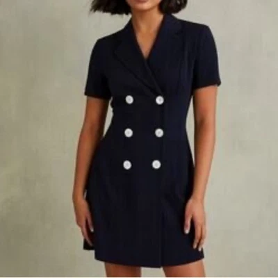 VINTAGE CASUAL CORNER PETITE BLACK NAUTICAL DOUBLE-BREASTED MINI DRESS CRUISE - Image 1 of 4