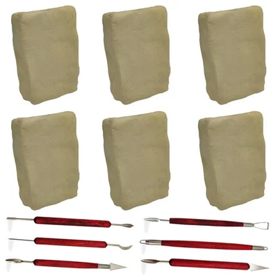 6.6 LB Natural Air Dry Clay with 6 Pcs Pottery Tools Self Hardening Oven Bake... - Изображение 1 из 4