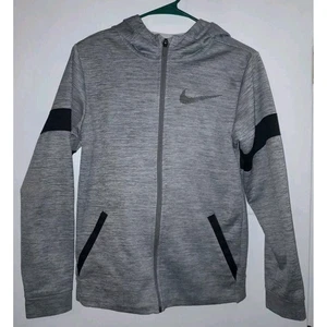 NIKE DRI FIT Youth XL Hooded Long Sleeve Full Zip Hooded Jacket Heather Gray - Picture 1 of 7