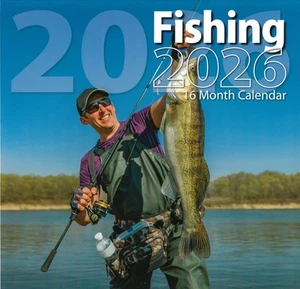 Calendario de Pared Pesca 2026 16 Meses (Septiembre 2025 - Dic 2026) 12"x12" - Imagen 1 de 2