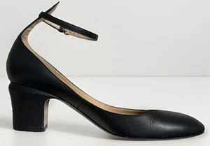 Valentino Black Leather Tango Ankle Strap Ballet Heels Size 8 / 38.5 Beautiful! - Picture 1 of 9
