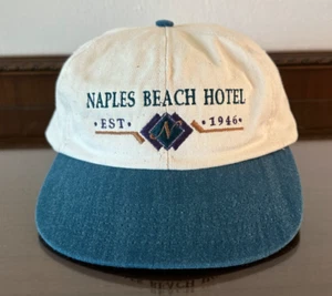 Vtg 90s Naples Beach Hotel Hat Luxury Florida FL Beach Hotel Closed Hotel USA - Picture 1 of 6