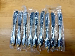 Oneida Community GOLDEN ROYAL FLUTE Lot of 9 Butter Spread Knives Stainless NEW - Picture 1 of 5
