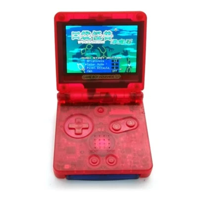 Game Boy Advance GBA SP 15 Level Backlit IPS Console V5 Menu OSD Clear Rose Red  - Image 1 of 4