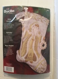 NIP BUCILLA 18" WHITE CHRISTMAS FELT STOCKING #85318 - Picture 1 of 5