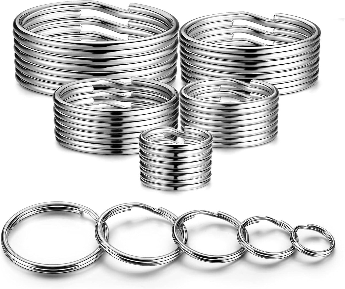 10 Pack 1 Inch Flat Split Key Rings - Silver Metal Keychain Rings For Keys, Tags & Accessories
