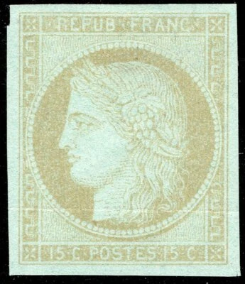 France Ceres Proof Essay 15c. Bister on Greenish Mint No Gum Creased - Image 1 of 2