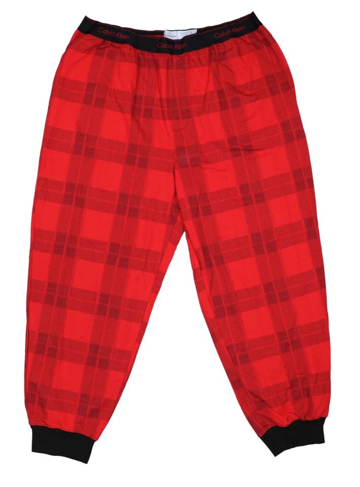 Pantalones de pijama para hombre Calvin Klein a cuadros con logotipo de jogger cintura XL NUEVO CON ETIQUETAS rojo Foto 1 de 2