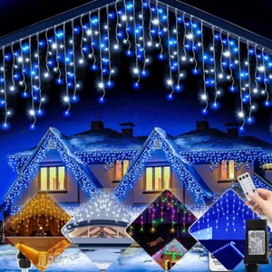 4-30M LED Lichterkette Beleuchtung Eisregen Weihnachten Deko Innen Außen 8 Modi - Bild 1 von 33
