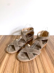 BARED taupe grey suede leather crossover strappy sandals flats sz 42 - Picture 1 of 10