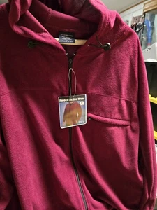 Unisex Burgundy Fleece Hooded Jacket Size L NWT - Picture 1 of 3