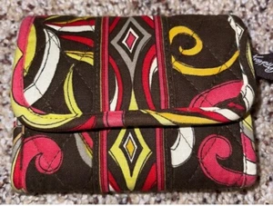 Vera Bradley Brown Puccini Cotton Bifold Wallet ID Coin Change Wallet VGUC - Picture 1 of 6