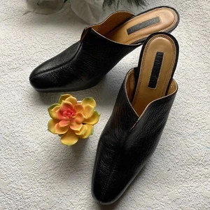 Unisa Woman Black Leather Mules Shoes Heel Shoe Size 7.5B - Picture 1 of 9