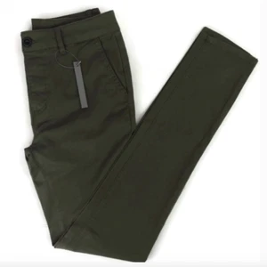 ASOS Womens Button Fly Skinny Pants Size 26 Olive Green Mid Rise Stretch Basic - Picture 1 of 8