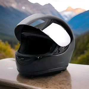 TCMT Glossy Black Full Face Motorcycle Helmet With Shiny Visor DOT Certified - S - Picture 1 of 9