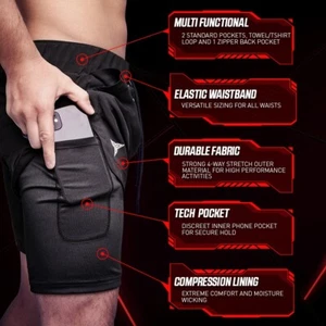 Tri-Titans Men's Sports Training Running Workout Fitness Shorts-w/ compression - Picture 1 of 8