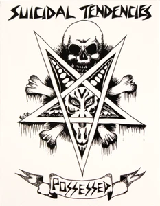 SUICIDAL SKATES SUICIDAL TENDENCIES DECAL WHTE & BLACK SUICIDAL SKATES POSSESSED - Picture 1 of 1