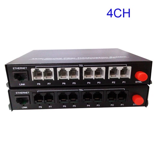1 pair 4 Channel PCM Voice Telephone fiber optical media converter w/ Ethernet  - Image 1 of 3