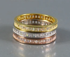 JTV/YGI Sterling Silver Stacking Rings GOLD & ROSE Tri-Color Eternity Band Set 9 - Picture 1 of 4