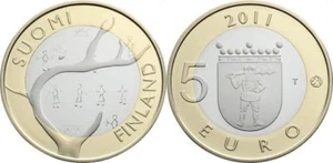 manueduc FINLANDIA 2011 5 EUROS Conmemorativos RAMA LAPONIA NUEVOS - Foto 1 di 1