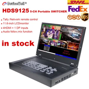 Devicewell HDS9125 5-Channel 4 HDMI +1 DP Video Switcher with 11.6" LCD Monitor  - Picture 1 of 8