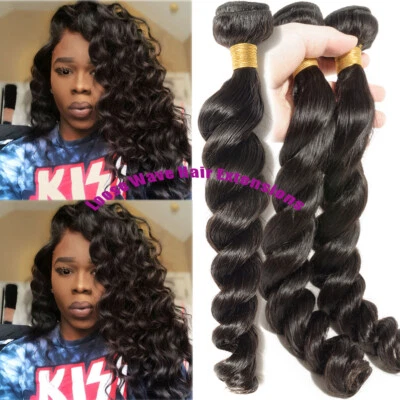 Cabello humano virgen sin procesar onda suelta 3 paquetes/300G extensiones trama india 8A Foto 1 de 4