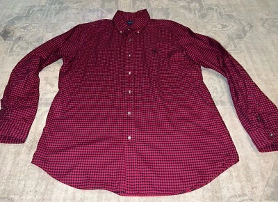 Camisa Ralph Lauren Roja Y Negra Clásica A Cuadros Con Botones Talla Grande PARA HOMBRES Foto 1 de 4