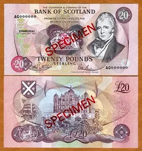 SPECIMEN Scotland, 20 pounds, 1993 , P-118s, UNC Scarce - Picture 1 of 1