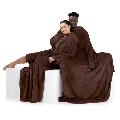 Decke mit Ärmeln Geschenke für Frauen und Männer 170x200 cm Braun Microfaser ... - Bild 1 von 4