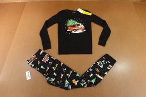Old Navy Kids Size Large (10) Black Holiday Graphic Snug-Fit Pajama Set NWT - Picture 1 of 8