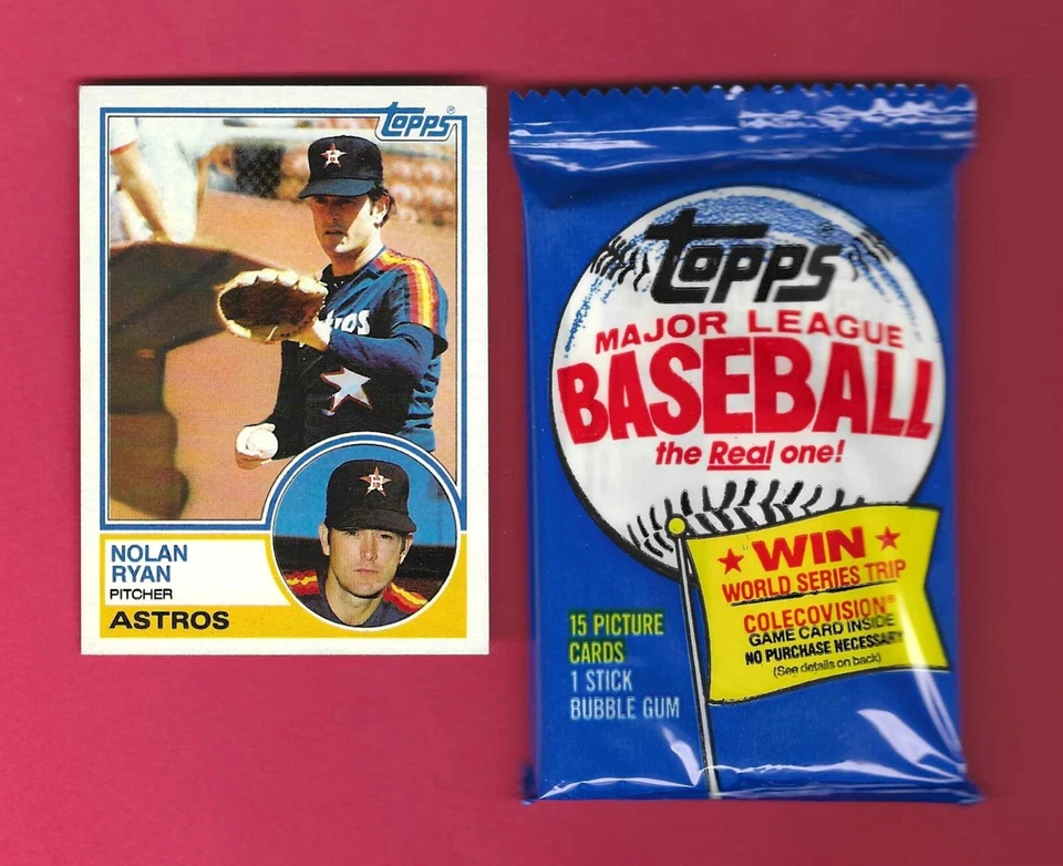 Paquete de prueba de béisbol 1983 Topps Michigan + tarjeta de béisbol 1983 Topps Nolan Ryan #360 Foto 1 de 2
