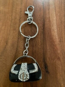 Cartera Negra Llavero Llavero Dije Llavero con Acentos de Estrás - Imagen 1 de 5