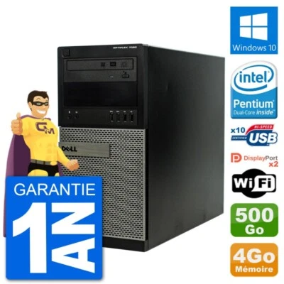 PC tour DELL 7020 Intel Pentium G3220 RAM 4Go Disco Duro 500Go Windows 10 Wifi - Imagen 1 de 3