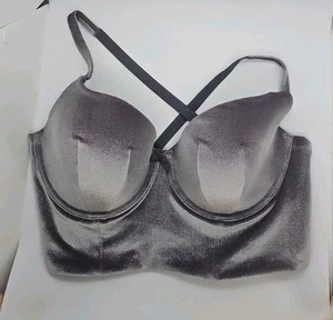 Sujetador push-up Victoria's Secret Shine sin tirantes gris terciopelo brillante 38D nuevo sin etiqueta - Imagen 1 de 8