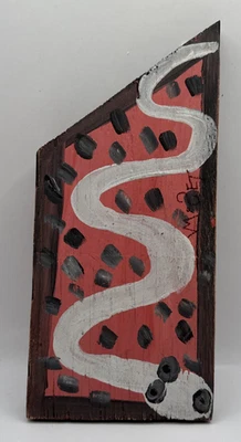Original Mose Tolliver T White Snake Folk Art Soda Can Tab Hanger 12" x 6" - Image 1 of 4
