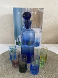 Decanter in vetro Classic Elements con 6 bicchieri da tiro colorati - set in scatola - Foto 1 di 9