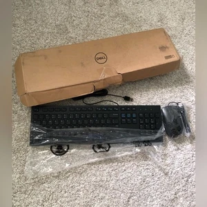 Nowy zestaw przewodowej klawiatury i myszy Dell Black USB - Zdjęcie 1 z 15