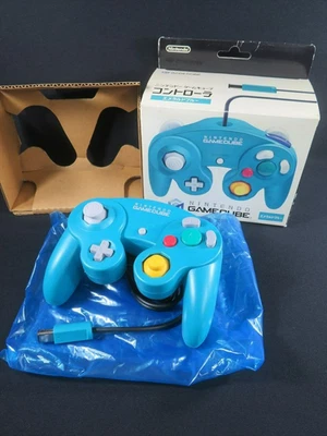 Gamecube GC controller Nintendo Japan emerald blue official pad game dol-003 box - Image 1 of 4