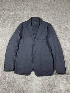 BOSS Hugo Boss Blazer Mens 42 Navy Tech Linen Unstructured Sport Coat Jacket - Picture 1 of 11