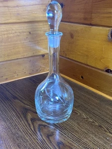 Vintage Hand-Etched Floral Glass Decanter Round Base 13” - Picture 1 of 5