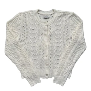 Hollister Cable Knit Cardigan Womens Small Ivory Cropped - Picture 1 of 7