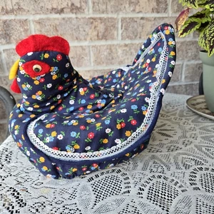 Vtg Fabric Rooster Chicken Bowl Cover Biscuits Rolls Warmer Kitchen - Picture 1 of 7