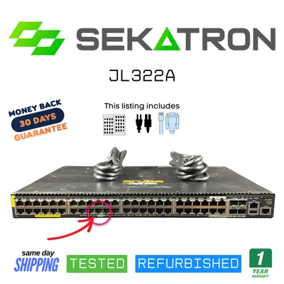 🔀 HPE JL322A Access Switch 44x PoE+ Ports 4x SFP Uplinks 2x AC PSU ⚡FastShip - Image 1 of 2