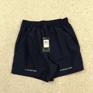 Under Armour Project Rock Training Shorts Mens Small Navy Blue 5" - Picture 1 of 8